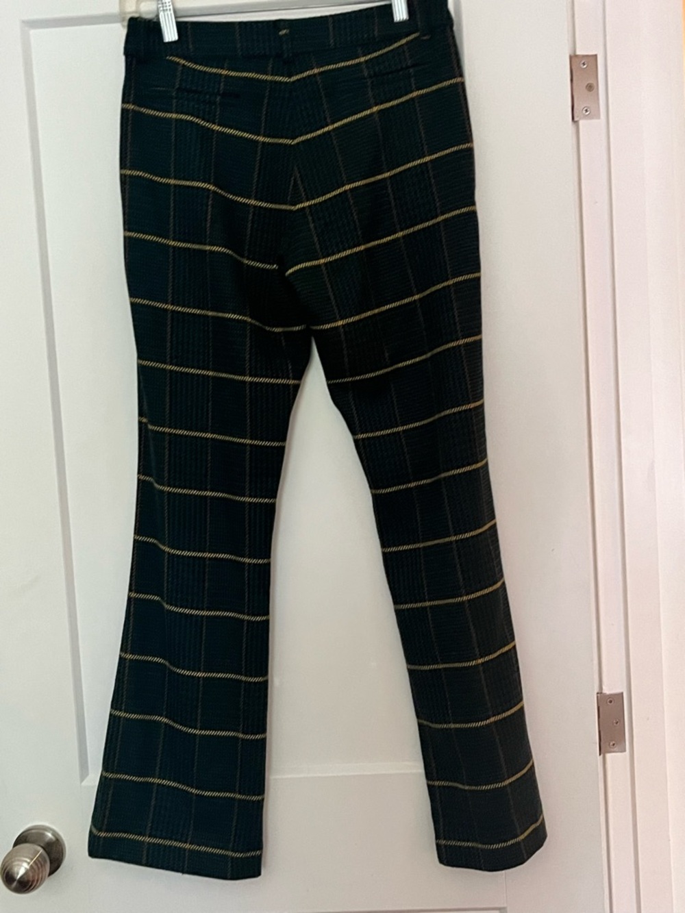 Anine Bing Cindy Bootcut/Kick Flare Check Plaid Green Black Yellow Pants S-M - Picture 6 of 9